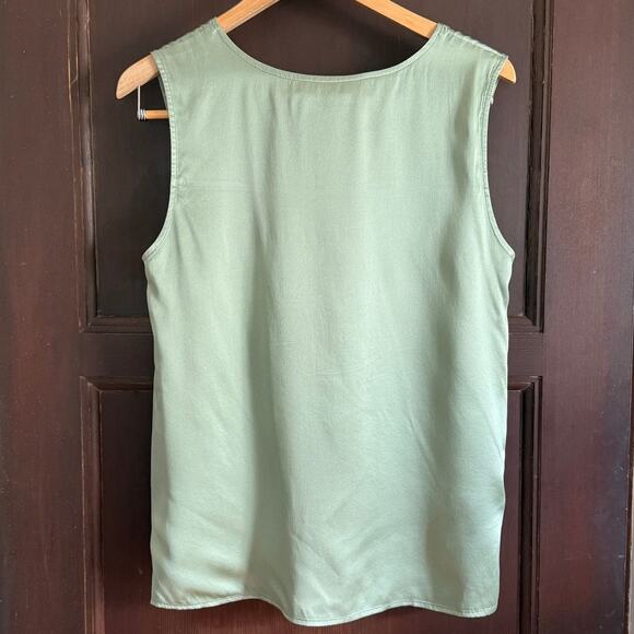 CITRON Santa Monica | Sage Green Silk Sleeveless Shell Top | Medium - Picture 2 of 7